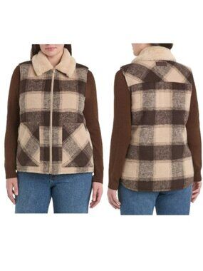 NWT Sanctuary Women's Mixed Media Vest, Brown (Brown Shadow)